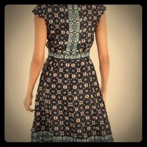 JCrew silk cap sleeve dress in mirrored floral